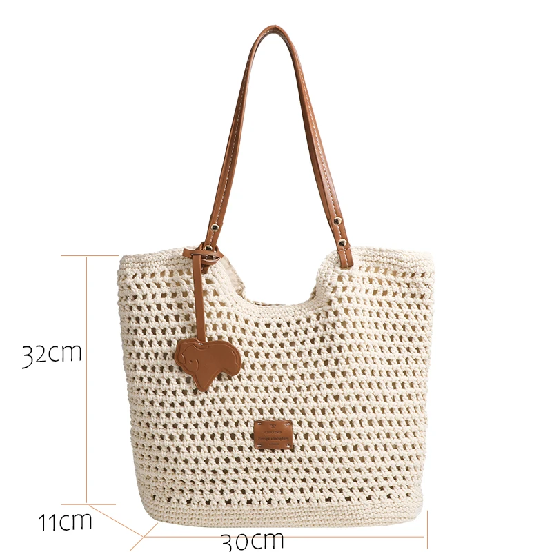 Casual women's knitted Tote bag Beach bag Boho style vacation bag