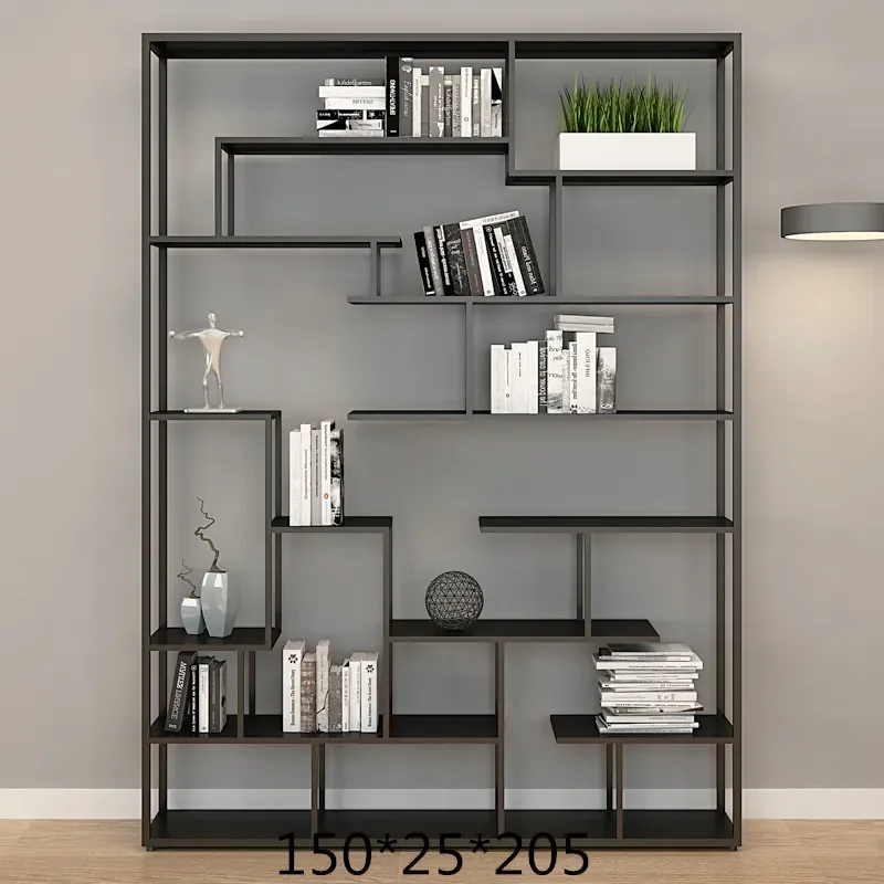 Industrial Wrought Iron Bookshelf Multi Tier Floor Standing Storage Rack Creative Room Divider Shelf for Living Room Office