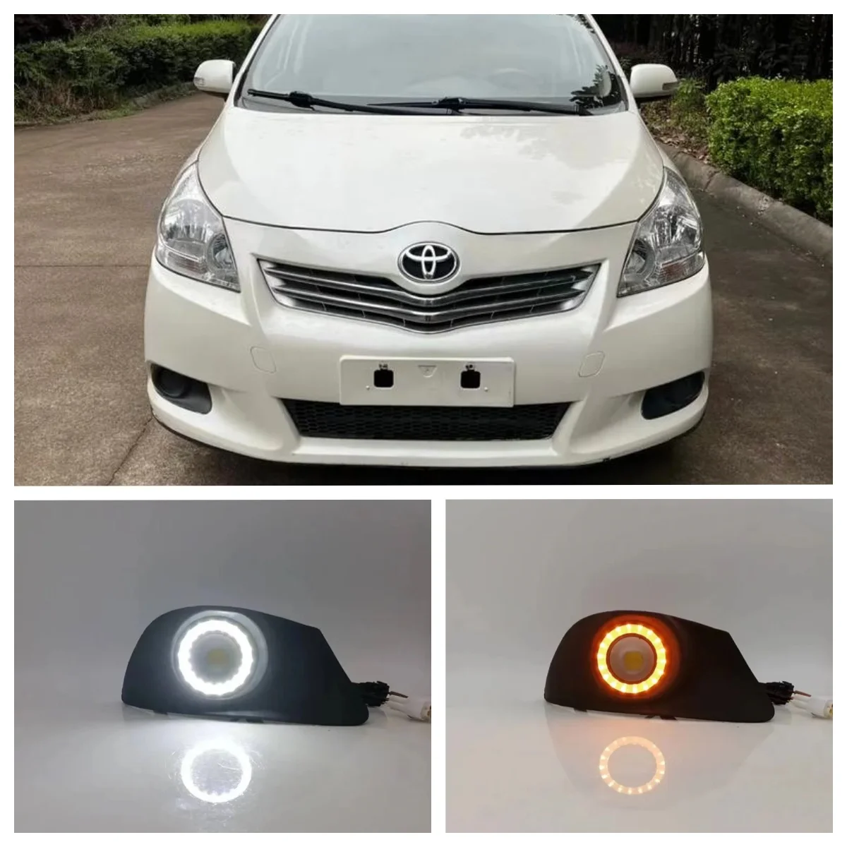 

LED Fog Lights Assembly For Toyota Verso EZ 2011 2012 2013 2014 Dual Color Angel Eye Daytime Running Lights Fog Lamp Accessories