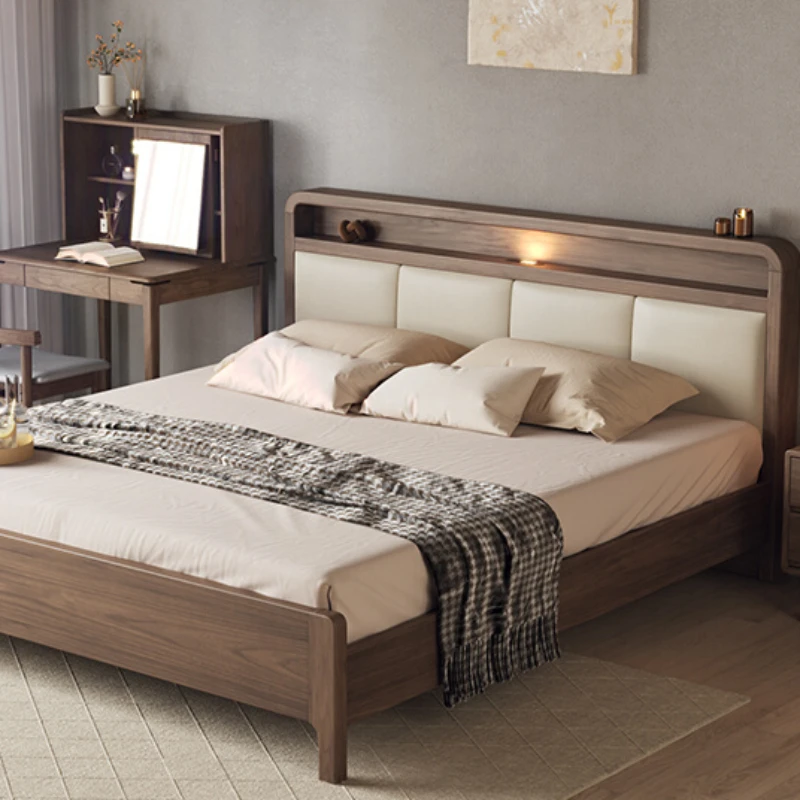 Solid wood bed, double bed, modern and simple 1.8m, master bedroom king bed 1.5