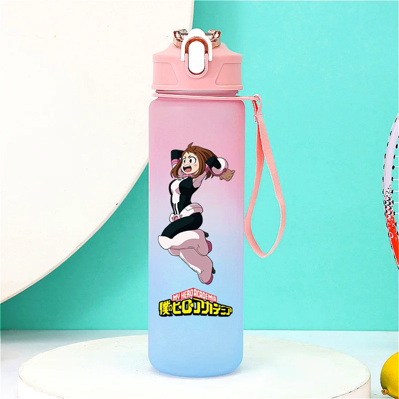 My Hero Academia Gradient สีการ์ตูนถ้วยฟางพลาสติกแบบพกพากีฬากลางแจ้ง 750ml ความจุขนาดใหญ่เด็กถ้วยดื่ม Gi