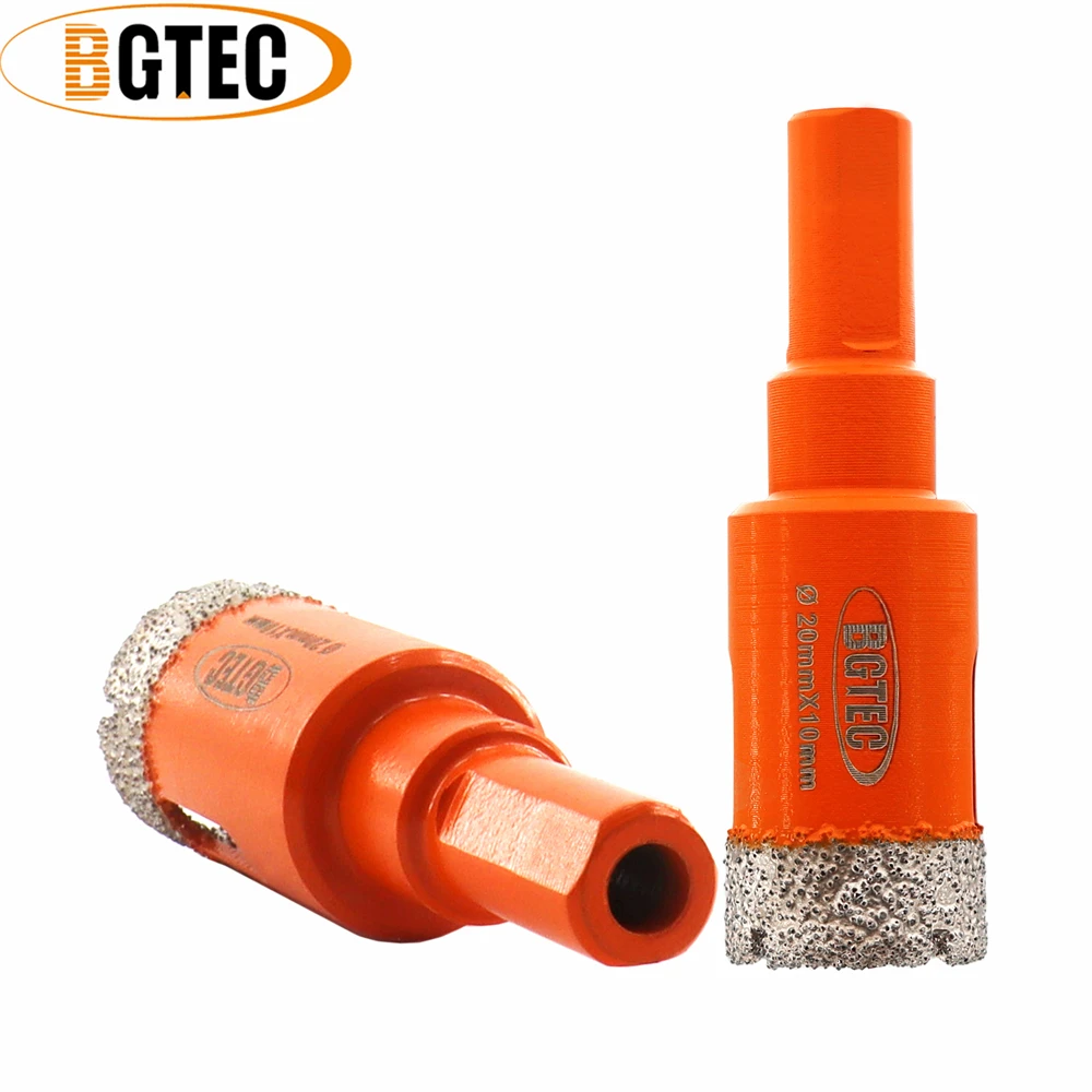 BGTEC 2pcs Dia20mm Diamond Core Bits Triangle Shank Hole Saw Tile Drill Marble Granite Brick Drilling Crown For Angle Grinder