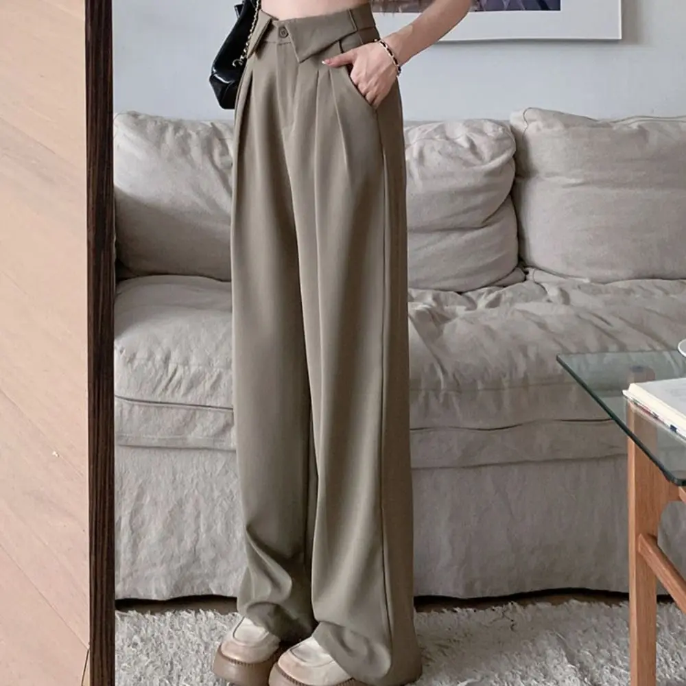 

Breathable Loose Straight Leg Pants High Waist Workout Trousers Casual Pants Women Autumn Drape Feeling Wide Leg Pants Female