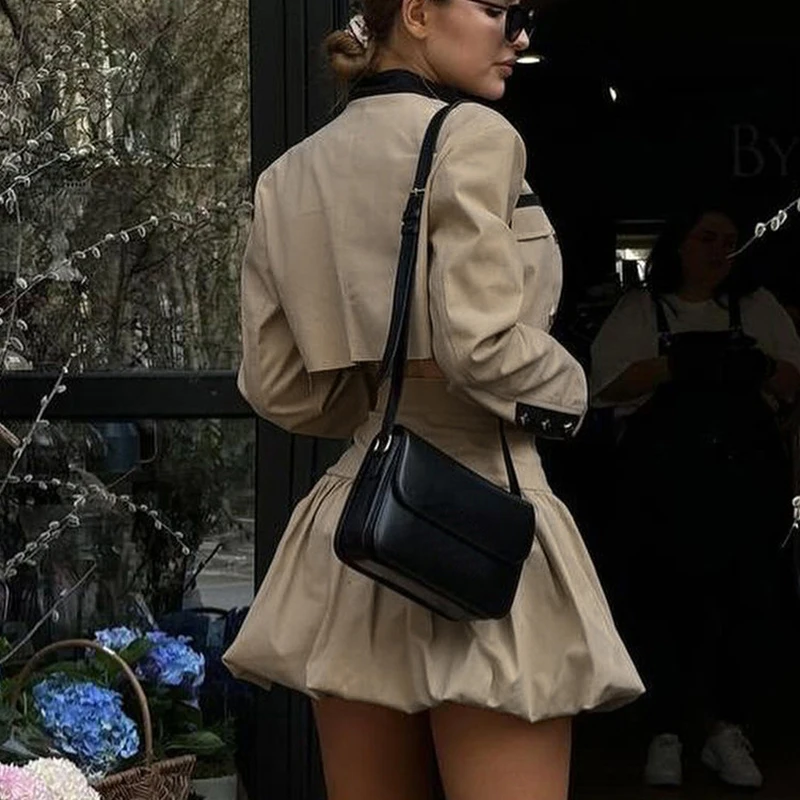 Spring Autumn Popular Streetwear Sexy Slim Outfits Elegant Women 2 Piece Set Button Up Crop Jackets Mini Skirts Two Piece Set