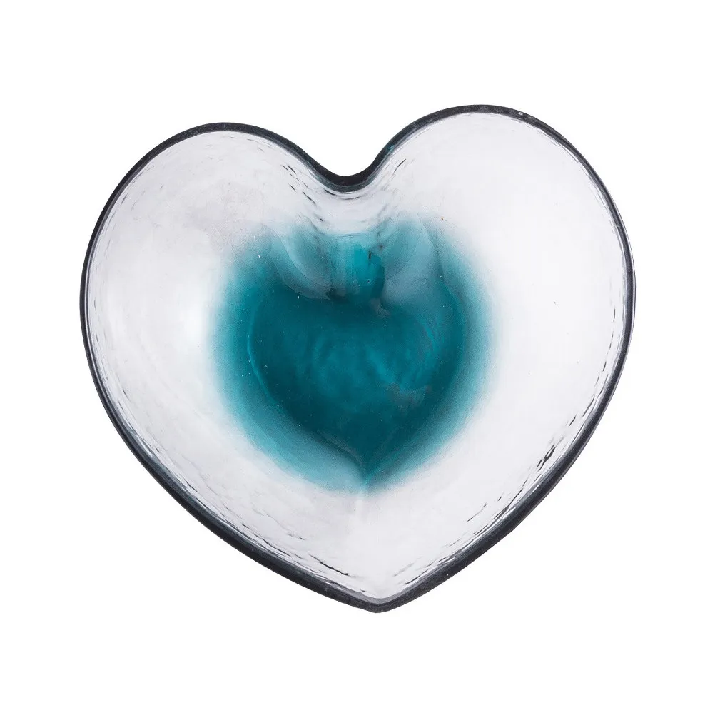 Glass Heart Shaped Salad Bowl Multi Functional Serving Dish for Appetizers Main Course Desserts Fruit Display Decorative
