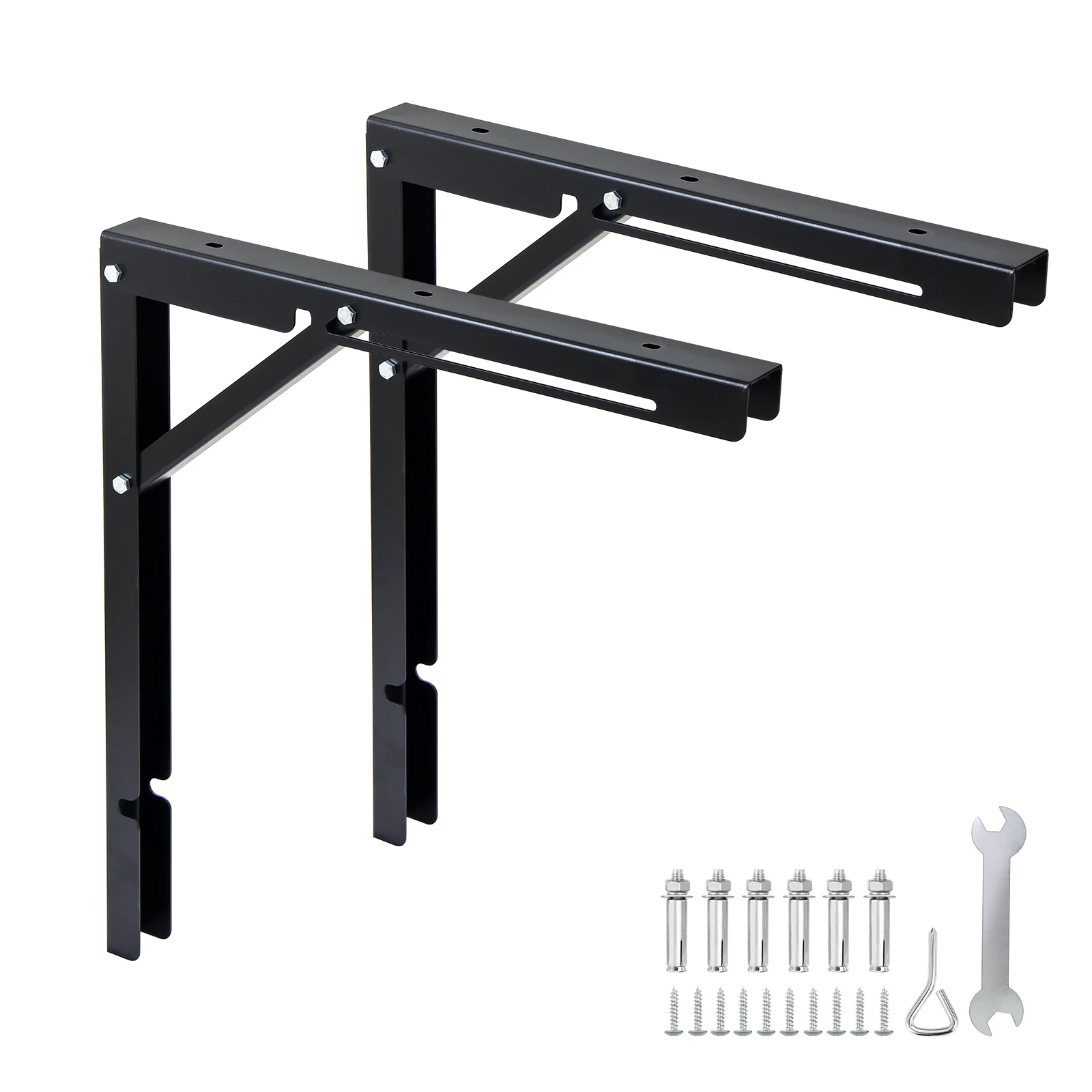 24'' Foldable Triangle Bracket 2 Pack Shelf Brackets DIY Heavy Duty Triangle Bracket Max Load 500 lb Space Saving Folding Shelf