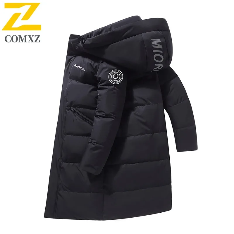 COMXZ Men Winter Jacket Gradient Long Korean Design Snow Travel Cold Resistant Street Bread Jacket Lightweight Puffer Jackets