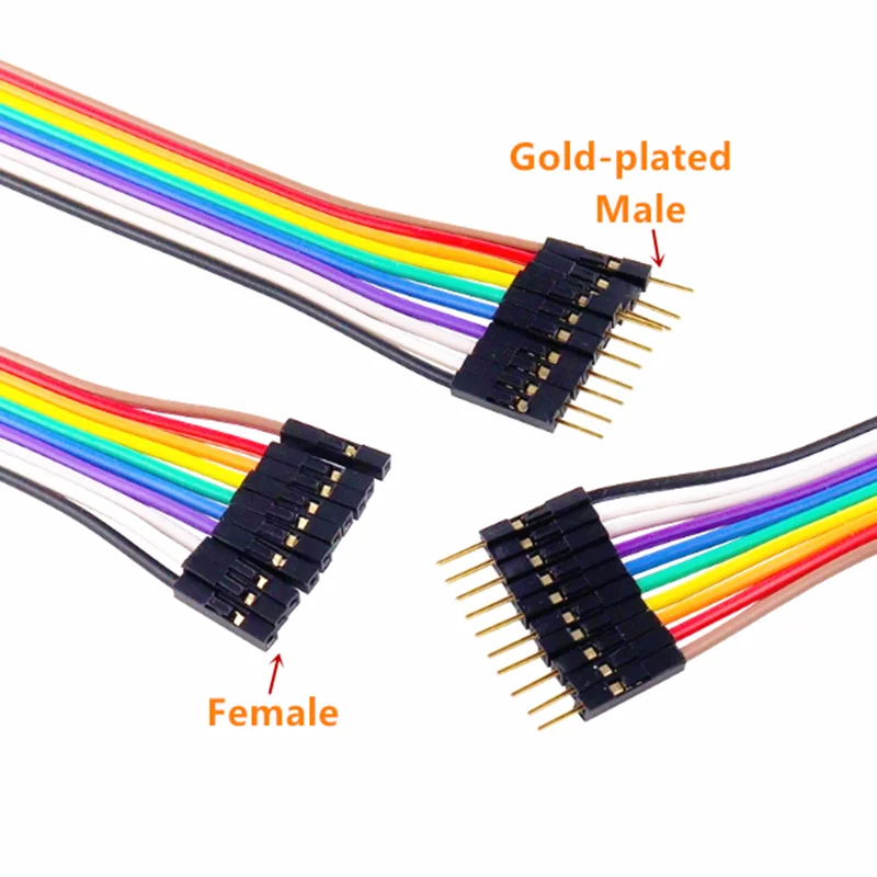 10PIN Pure Copper DuPont wire male to male,female to male,female to female,2.54 terminal connection wire 28core gold-plate cable