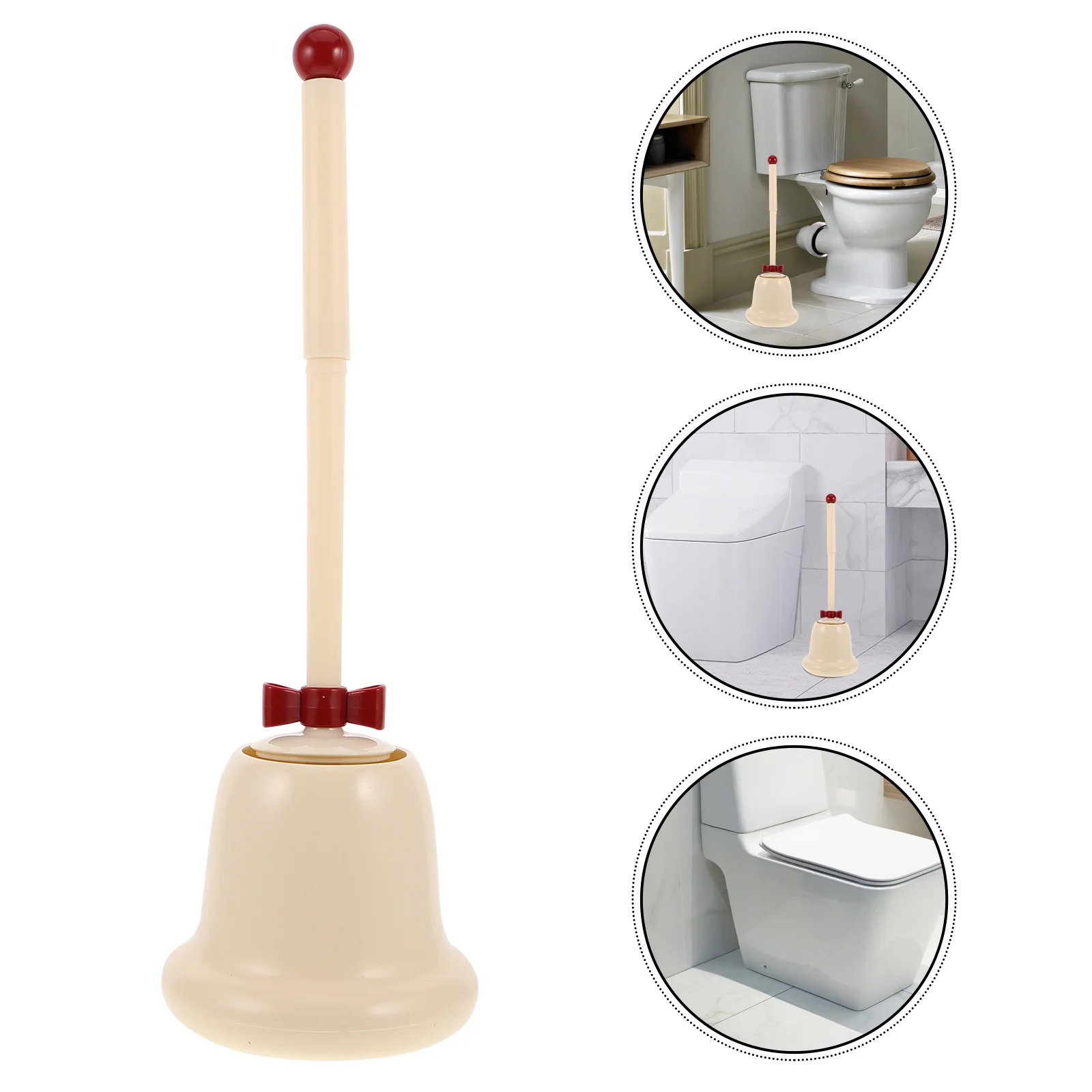 

Cute Bell Shaped Toilet Brush Holder Set Long Handle Bathroom Necessity Efficient Cleaning Modern Design Stable Base Odor