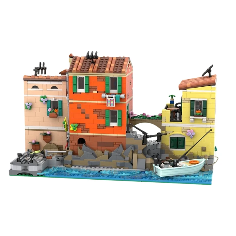 3099 個 MOC-238212 イタリア リビエラ シティ ストリートビュー シリーズ ビルディングブロック ブリック クリエイティブ アーキテクチャ おもちゃ デスクトップデコレーション