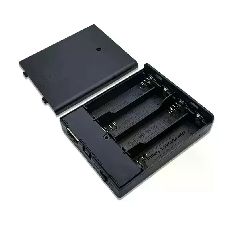 1Pcs 4 Slots AA Battery Holder No.5 Battery Case With Power Switch And USB Socket No Light AA Battery Box