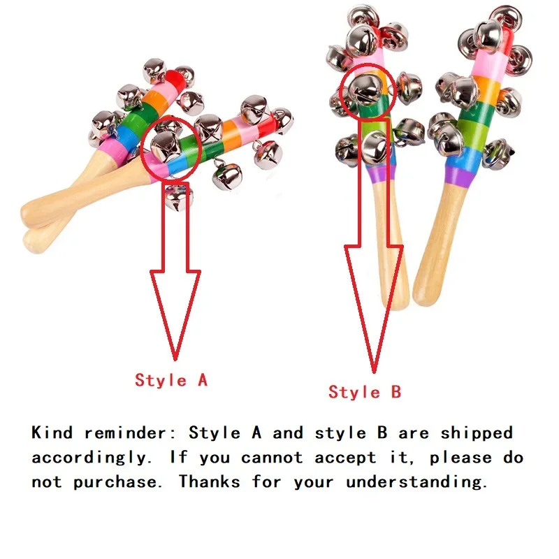 Colorful Rainbow Hand Held Bell Stick Wooden Discussion Musical Toy for Adult KTV Party Kids Game Gift