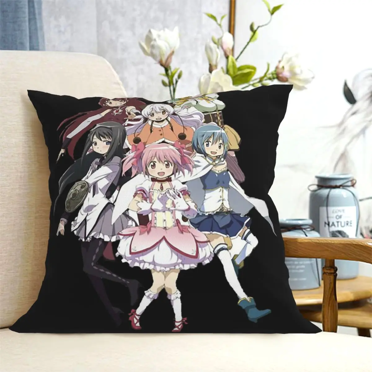 Puella Magi Madoka Magica Anime Square Pillowcase Cushion Cover Pillow Case Throw Pillow Cover for Home Bedroom Car