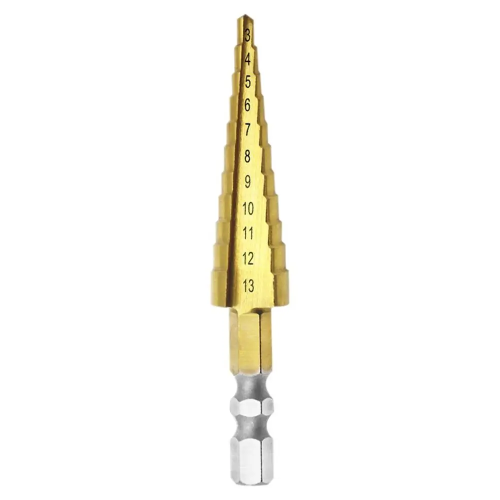 

3-13mm HSS Titanium Coated Step Drill Bit High Speed Steel Metal Wood Hole Cutter Cone Twists Bit Drilling Tool Set