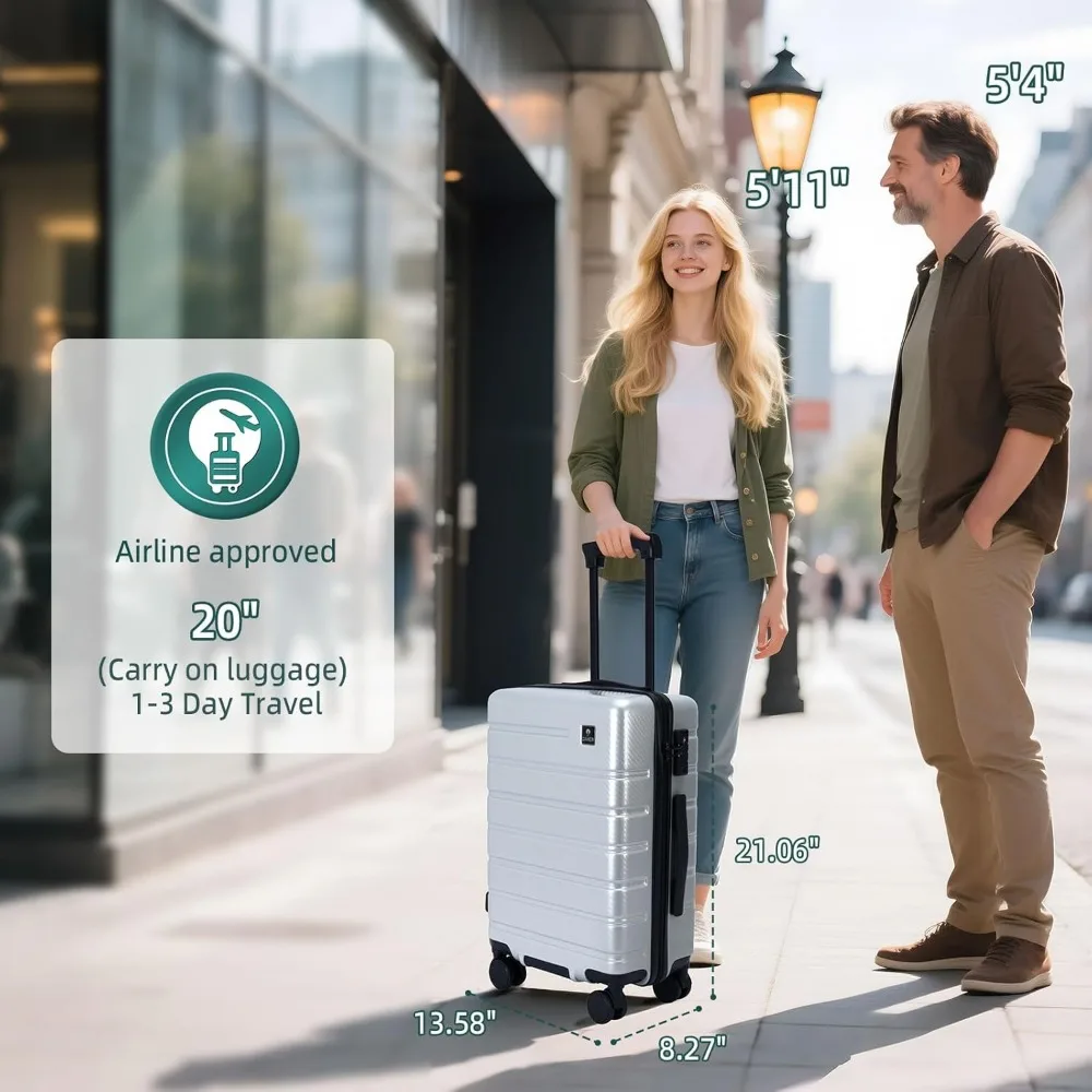 حقيبة دوارة مزدوجة خفيفة الوزن مقاس 22 × 14 × 9 معتمدة من شركة الطيران بقفل TSA YKK بغطاء صلب بسحاب حقيبة حمل للأمتعة للسفر