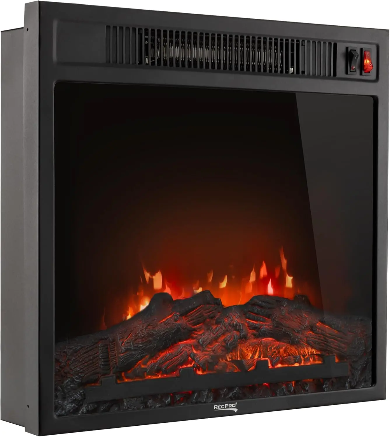 

18' Recessed Electric Fireplace | Glass Log View | 110-120V | No Remote | for Camper, Trailer, Home