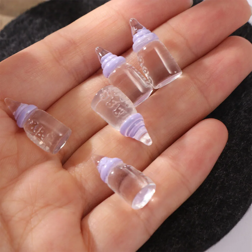 5pcs Baby Bottle Model Simulation Mini Milk Bottle Colorful Resin DIY Mini Pacifier Bottle DIY Toy Mini