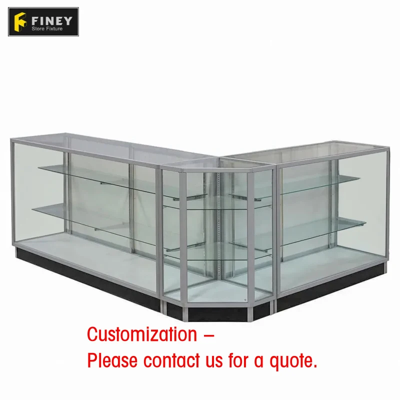 custom.OEM ODM Factory Price Retail Display Glass Cabinet  With Glass Door Light Glass Display Showcase