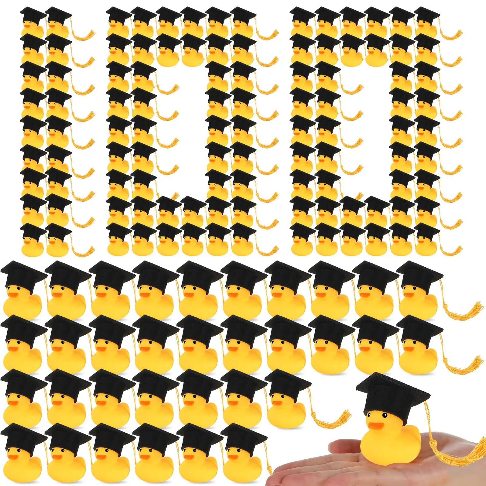 

100 Pcs Graduation Rubber Ducks with Graduation Cap Graduation Party Bath Rubber Duck Car Rubber Duck for Graduation Gifts Party
