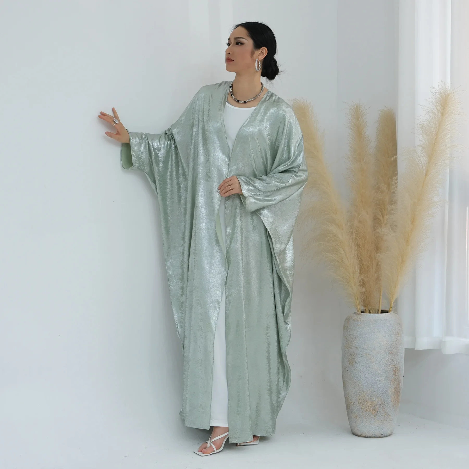 Muslim Women Kimono Cardigan Eid Shinny Abaya Dubai Kaftan Ramadan Turkey Kebaya Caftan Marocain Femme Robe Party Dress Jalabiya
