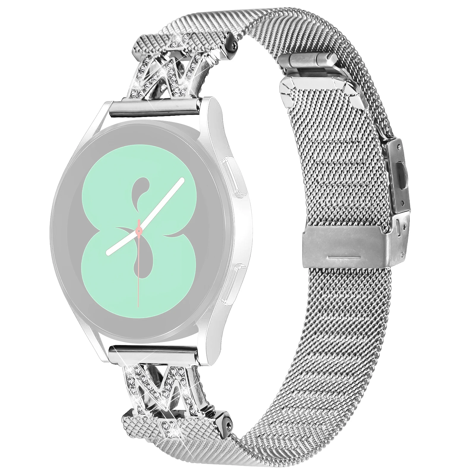 

For Samsung Galaxy Watch6 40 / 44mm / Watch6 Classic 43mm / 47mm Stainless Steel Watch Strap 20mm Rhinestones Decorated Metal Wa