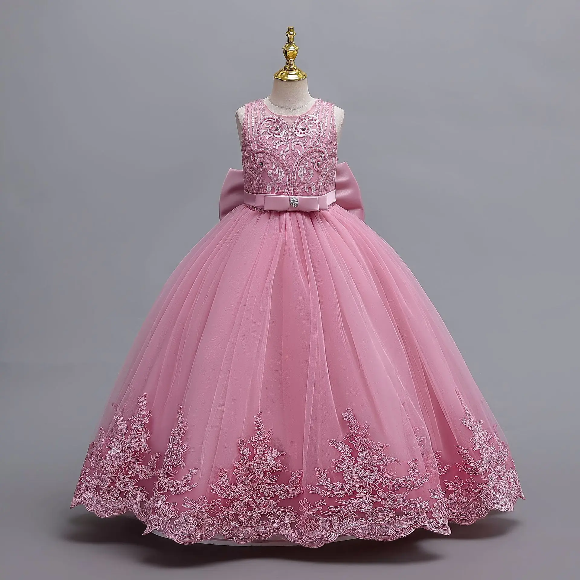4-12 Jahre Altes Mädchen Elegantes Kleid Transparentes Festliches Geburtstags-Prinzessinnenkleid Langes Karnevals-Abendkleid Sommerkleidung – Detail 9