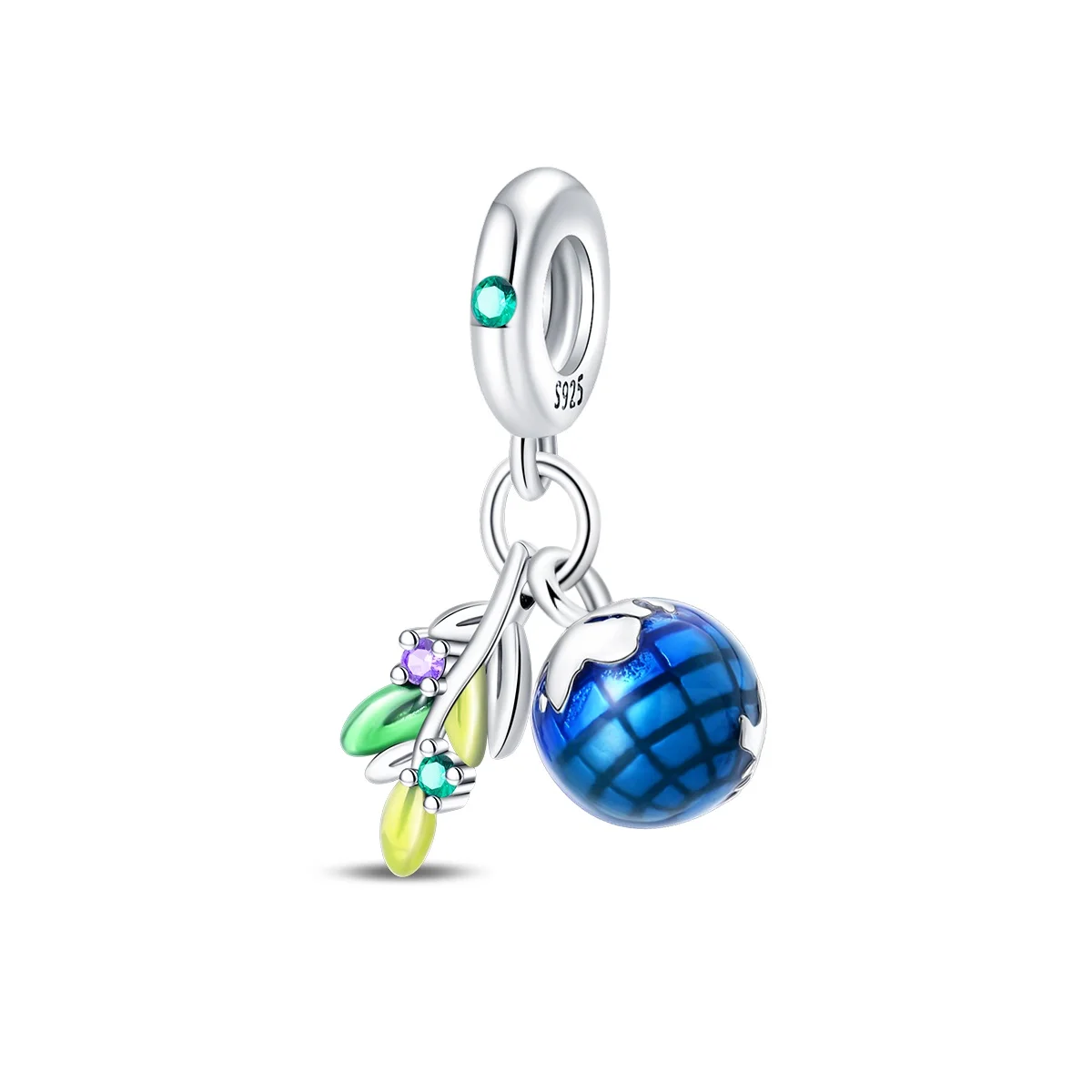 Charms Beads Earth Globe Green Leaf Earth Globe Green Leaf  Plata Fit Original 925 Charms Bracelet Beads Jewelry Gifts for Women