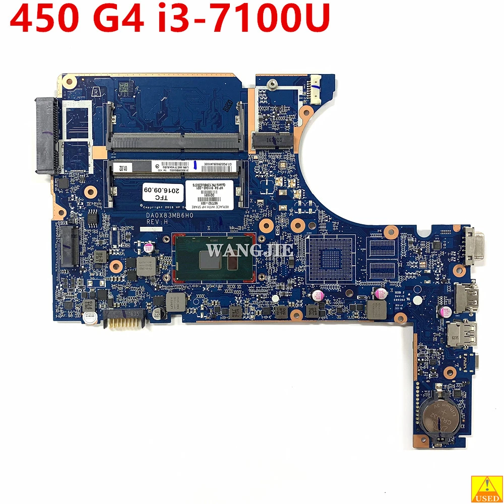 For HP Probook 450 G4 Used Laptop Motherboard 907703-601 907702-001 907702-601 DA0X83MB6H0 W/ i3-7100U CPU 100% Test Work