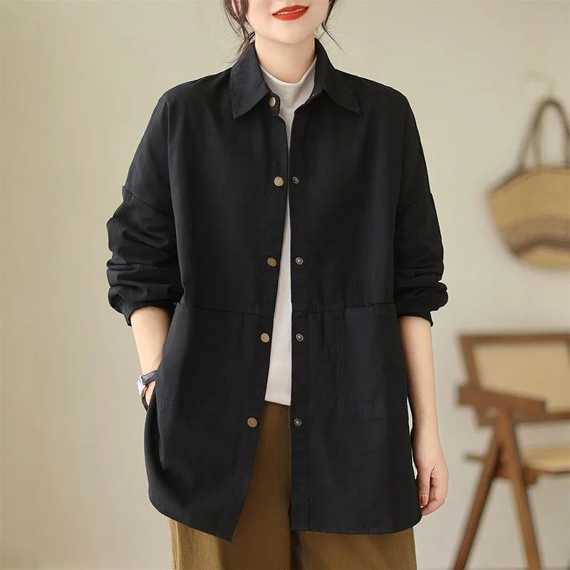 

Cotton Shirt Jacket Women's 2025 Spring and Autumn New Loose Casual Design Shirt Top