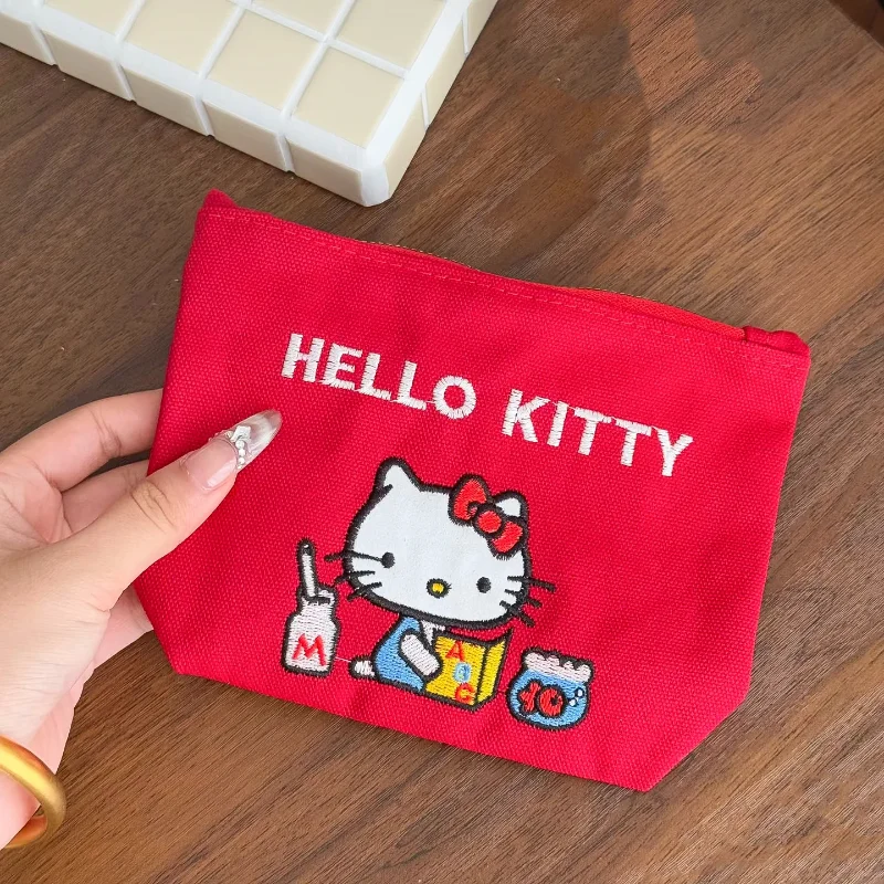 المرأة الجديدة Kawaii موضة الأحمر المرأة سعة كبيرة حقيبة مستحضرات تجميل لطيف الفتيات السفر حقيبة التخزين صفر محفظة الهدايا ، القرطاسية