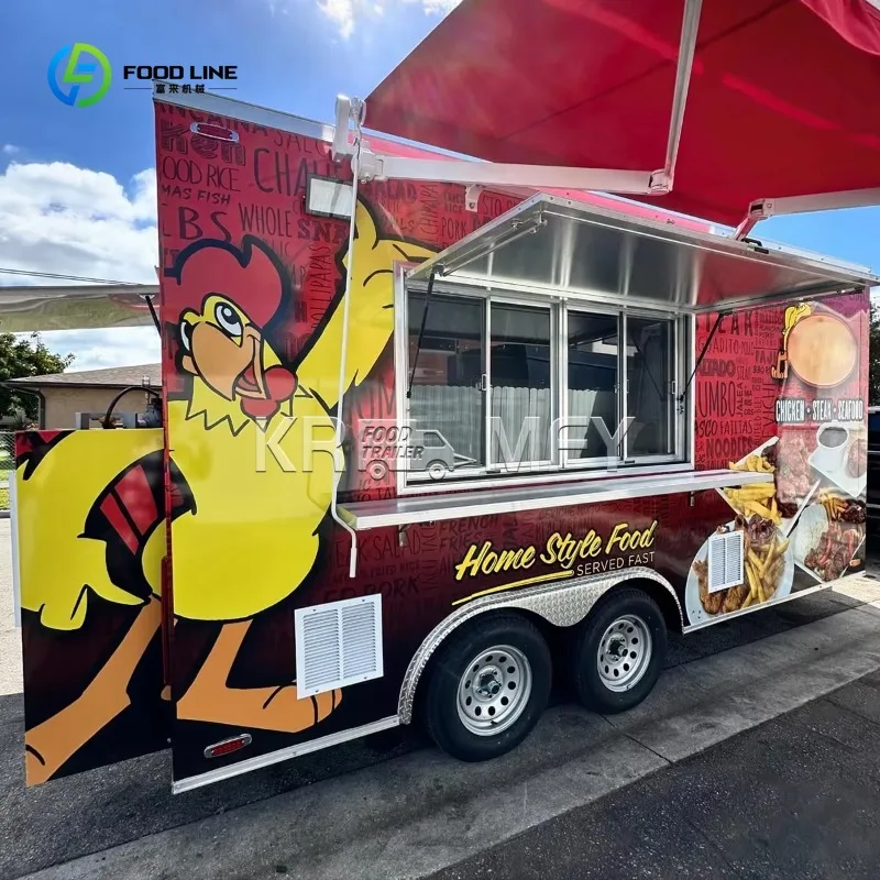 China Food Trailer Cart 4 Wheels Snack Food Vending Trailer Food Catering Trailer for Sale Ice Cream Vending Cart