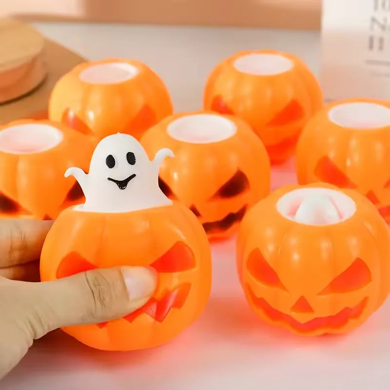 Squishy Squeeze Fidget Toys Halloween Pumpkin Ghost Cup Funny Prank Joke Novelty Stress Relief Party Favors Adults Creative Gift