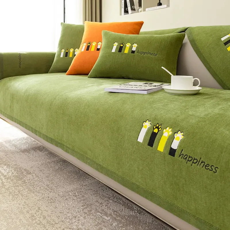 Universal Four Seasons Chenille Sofa Cover Anti-Pet Scratching Couch Protector Mat Wrap Side Living Room Carpet Defense