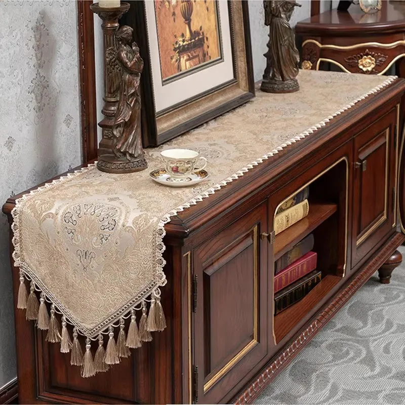 European Style High-quality Table Flag Home Jacquard Table Flag Restaurant Tassel Decoration Table Flag TV Cabinet Cover Cloth