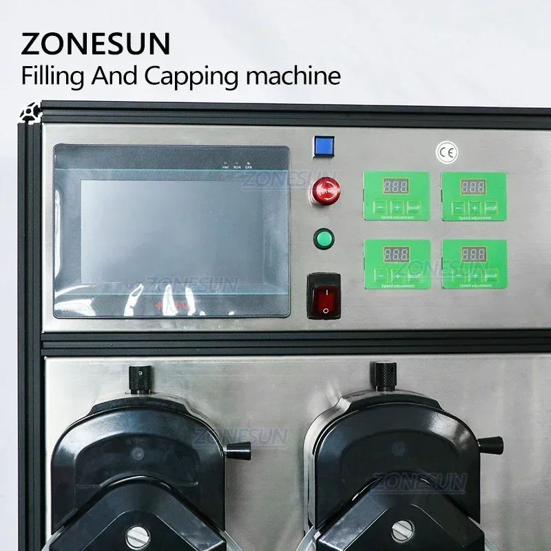 ZONESUN Completamente Automatico 4 Ugelli per Immersione Goccia Occhio Soluzione Medica Orale Pompa Peristaltica Liquida Riempitrice Tappatrice Linea