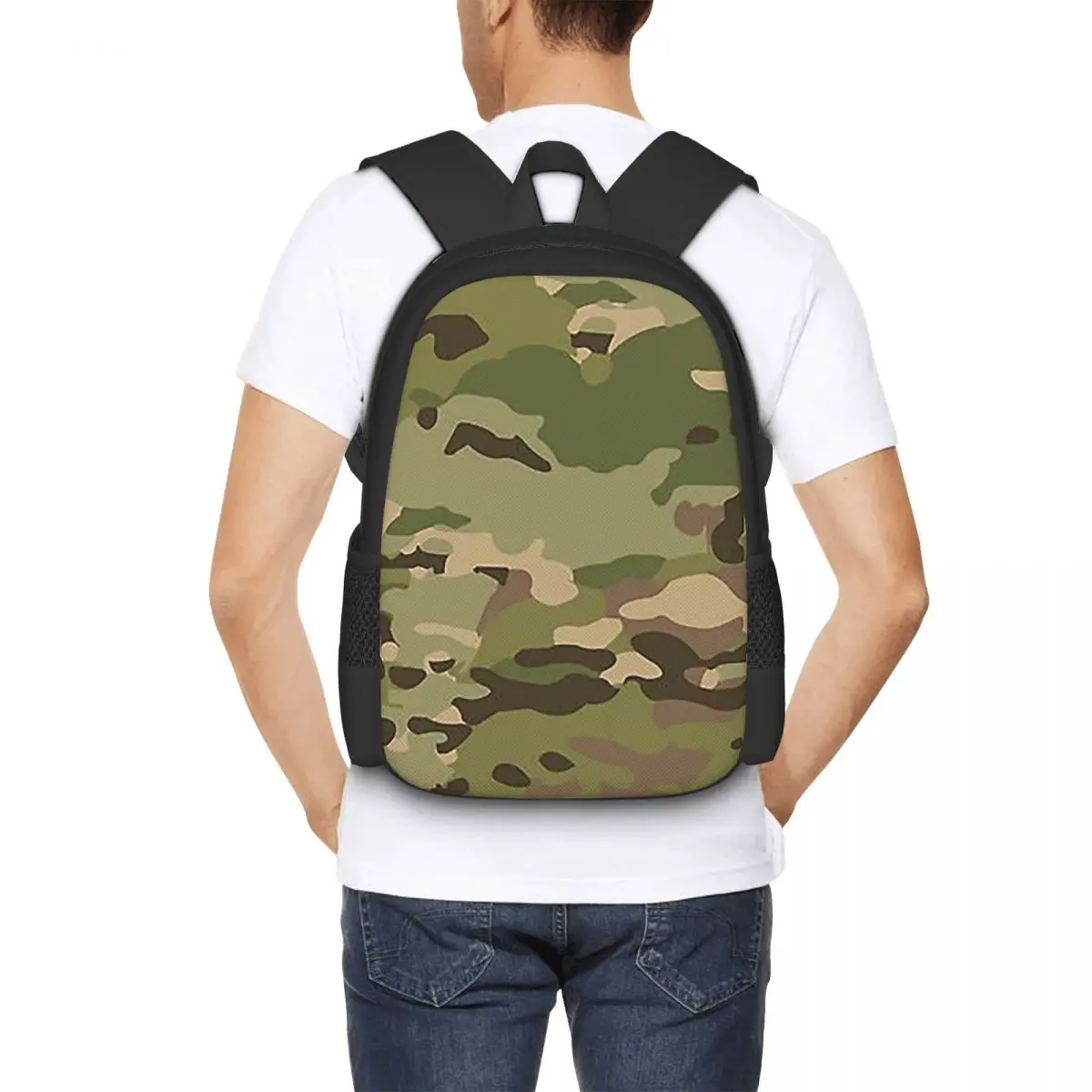 Woodland Hues Camo - MultiCam Camouflage Backpack Hot Sale Daypack  Boys Girls BookBag School Bag Shoulder Bags for Men Women