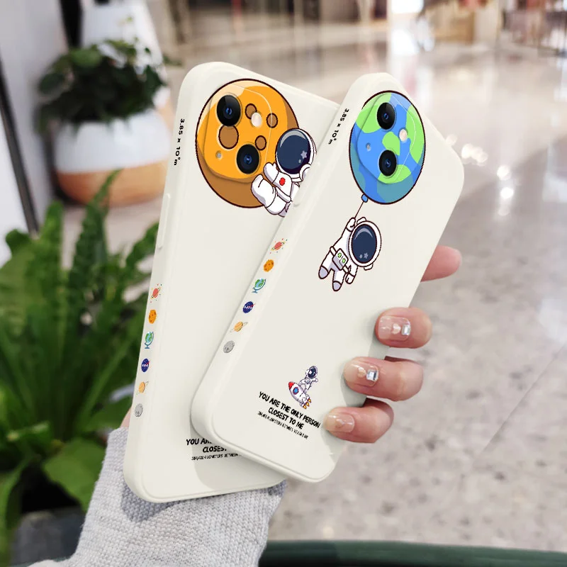 Mars Earth Astronaut Phone Case For iPhone 15 14 13 12 11 Pro Max Mini X XR XS MAX SE2020 8 7 Plus 6 6S Plus Cover