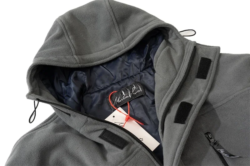 سترة رمادية دافئة MARTINE ROSE للرجال والنساء معطف كاجوال فضفاض بسحاب متعدد الجيوب بغطاء للرأس #6