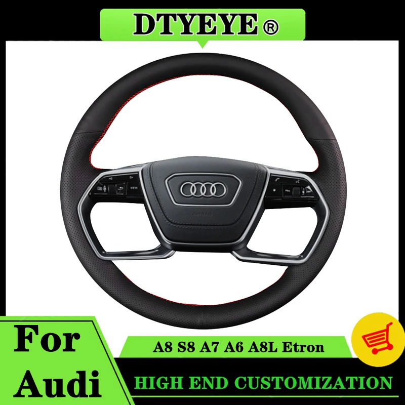 Car Steering Wheel Cover For Audi A8 S8 A7 A6 A8L Etron 2021-2022 Customized Car Accessories DIY Original Steering Wheel Braid