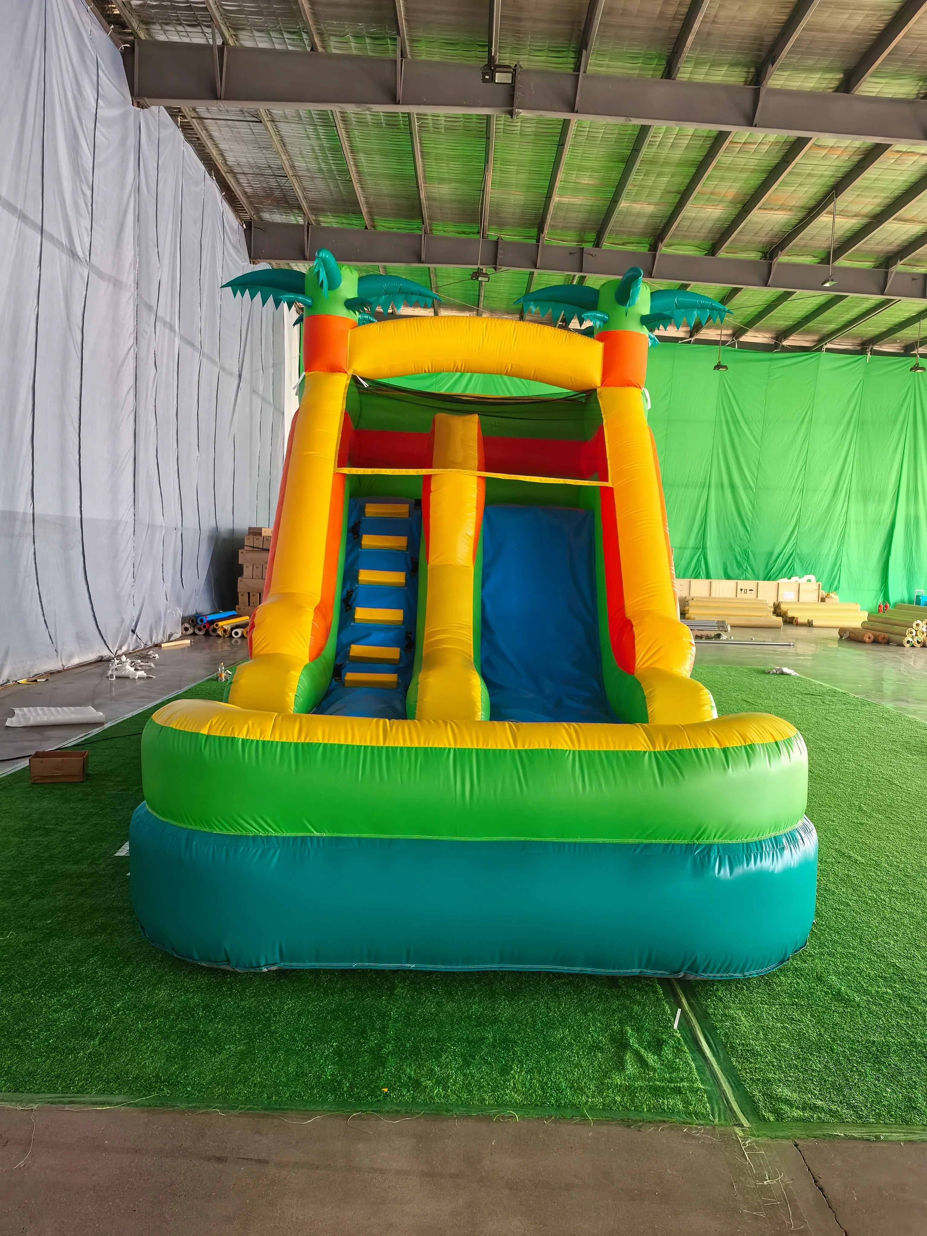 Backyard Inflatable Slides with Splash Pool - Tropical Slides with Water Pool or Ball Pit Bounce House Slides for Kids Outdoor view 3