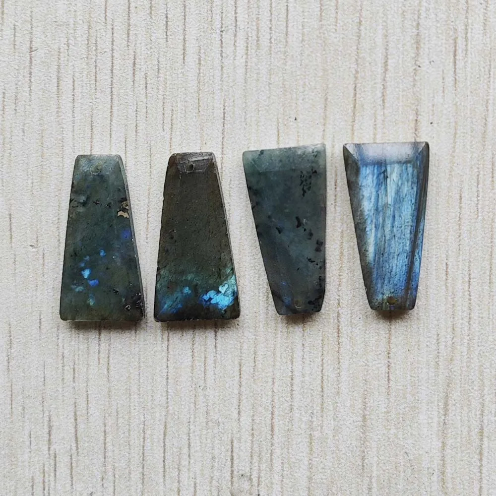 New Beautiful Natural Labradorite stone cut faceted trapezium pendants for jewelry making gifts free shipping Wholesale 12pcs