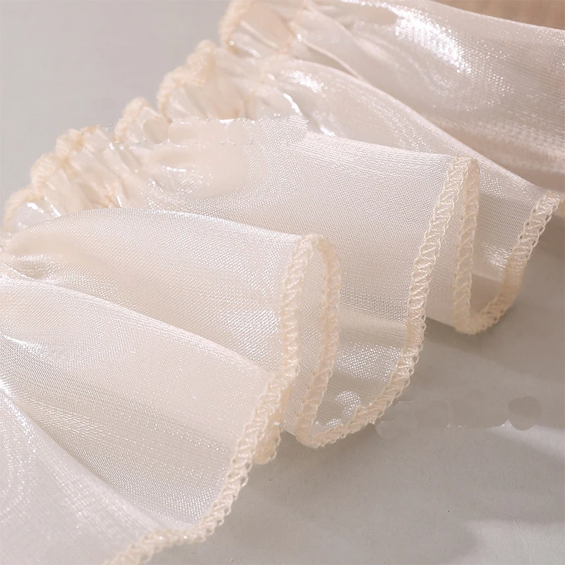 30 Yards 60MM Pearlescent Lustre Fold Lotus Leaf Skirt Edge Ruffled Bows Ribbon Hair DIY Handmade Material Craft Accessories