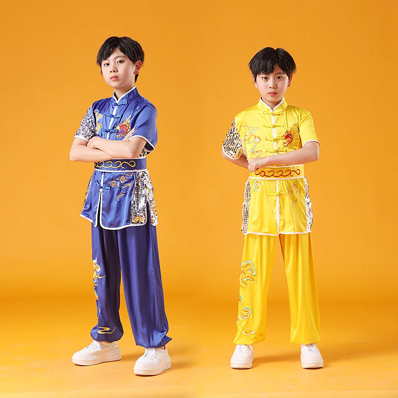 New Unisex Kids Embroidered Breathable Martial Arts Tai Chi Costume for Daily Practice Competition and Stage Performance