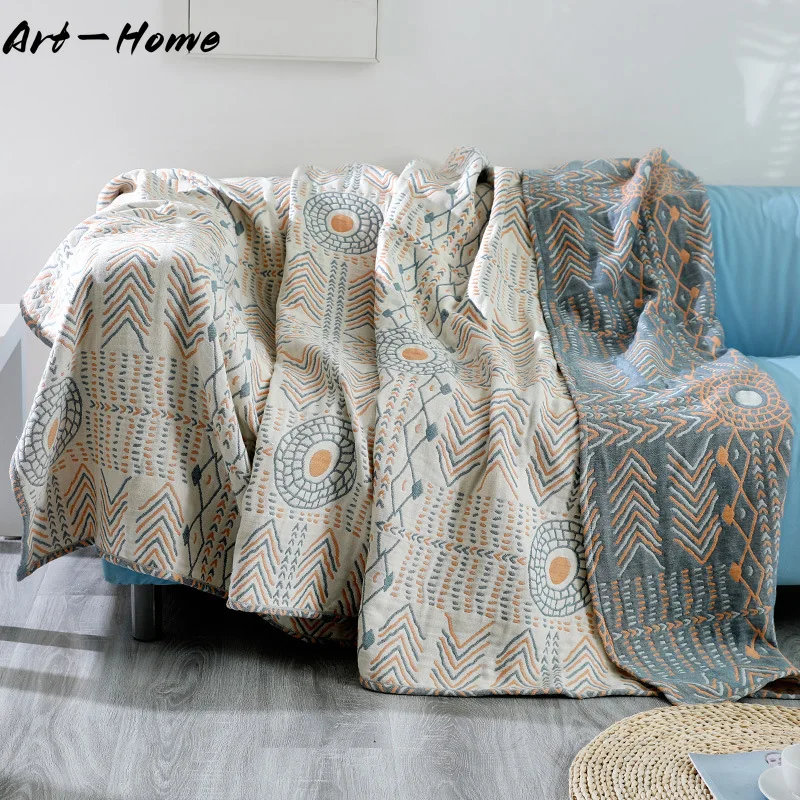 Manta Bohemia para Cama, Cubrecama de Algodón para Cuatro Estaciones, Manta de Sofá Extra Grande, Colcha Fresca de Gasa para Verano, Cubrecama Doble