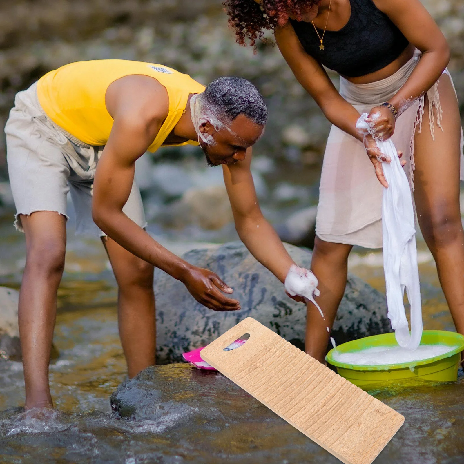 

Bamboo Washboard Thickened Wood Hand Washing Laundry Tool Portable Scrub Board For Home Sink Cleaning T-Shirts Towels Bras