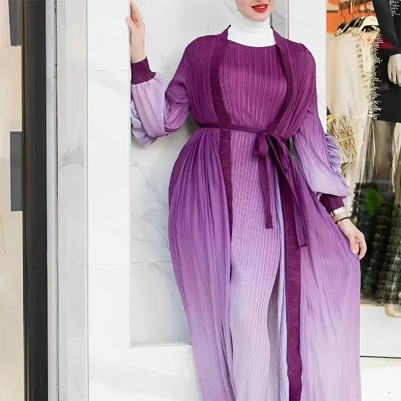 فساتين بدون أكمام وأكمام بتلات مع حزام، معطف طويل، فساتين، طقم قطعة أنيق مطوي، جديد، 2025