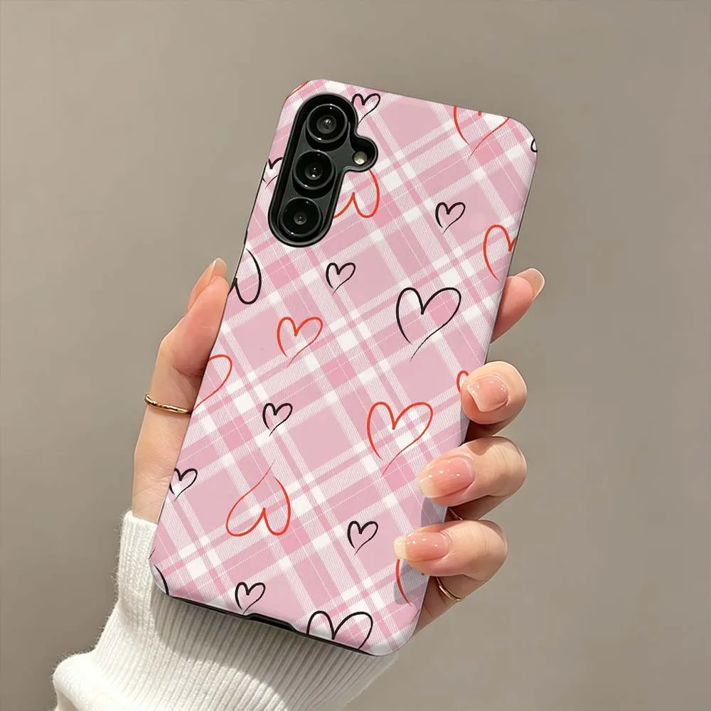 Cartoon Heart Hard Case For Samsung Galaxy A71 A57 A56 A55 A54 A53 A37 A16 A06 2-in-1 Film Phone Case Fashion