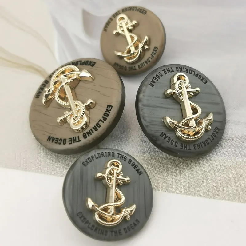 10pcs 18/20/23/25mm Decorative Snaps for Clothes Navy Vintage Anchor Design Clothing Buttons Sewing Material Sewing Accessories