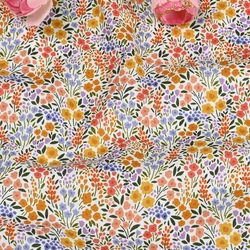 Plain Cotton Fabric with Cute Garden Little Flower Print, Handmade DIY Patchwork, Bag Garment Dress Cloth, CR-1608