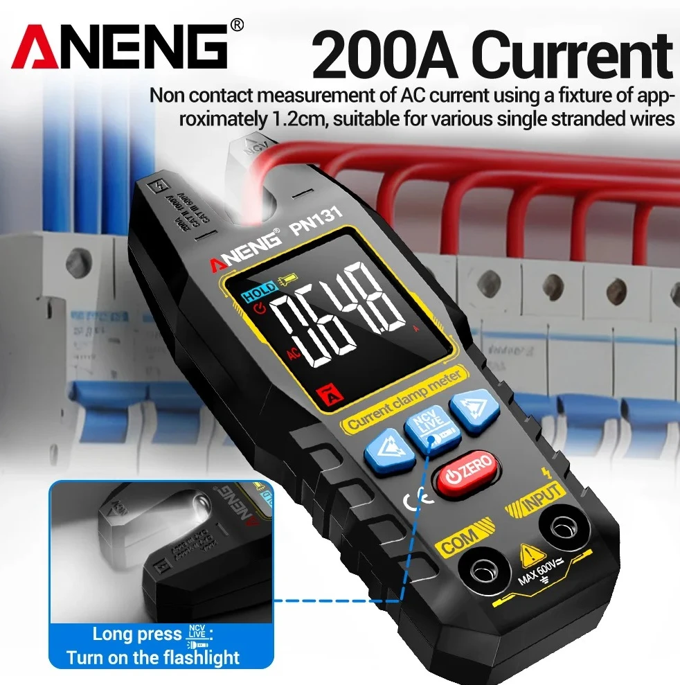 

ANENG PN131 4000 измерений, полностью автоматический измеритель напряжения, тока и емкости переменного/постоянного тока с зарядкой USB-C, клещи-тестер для электриков